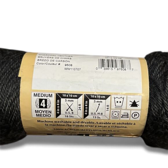 Set of 3 Caron Simply Soft, Feathered Grey, Country Blue, Charcoal, Acrylic Yarn - Picture 7 of 10